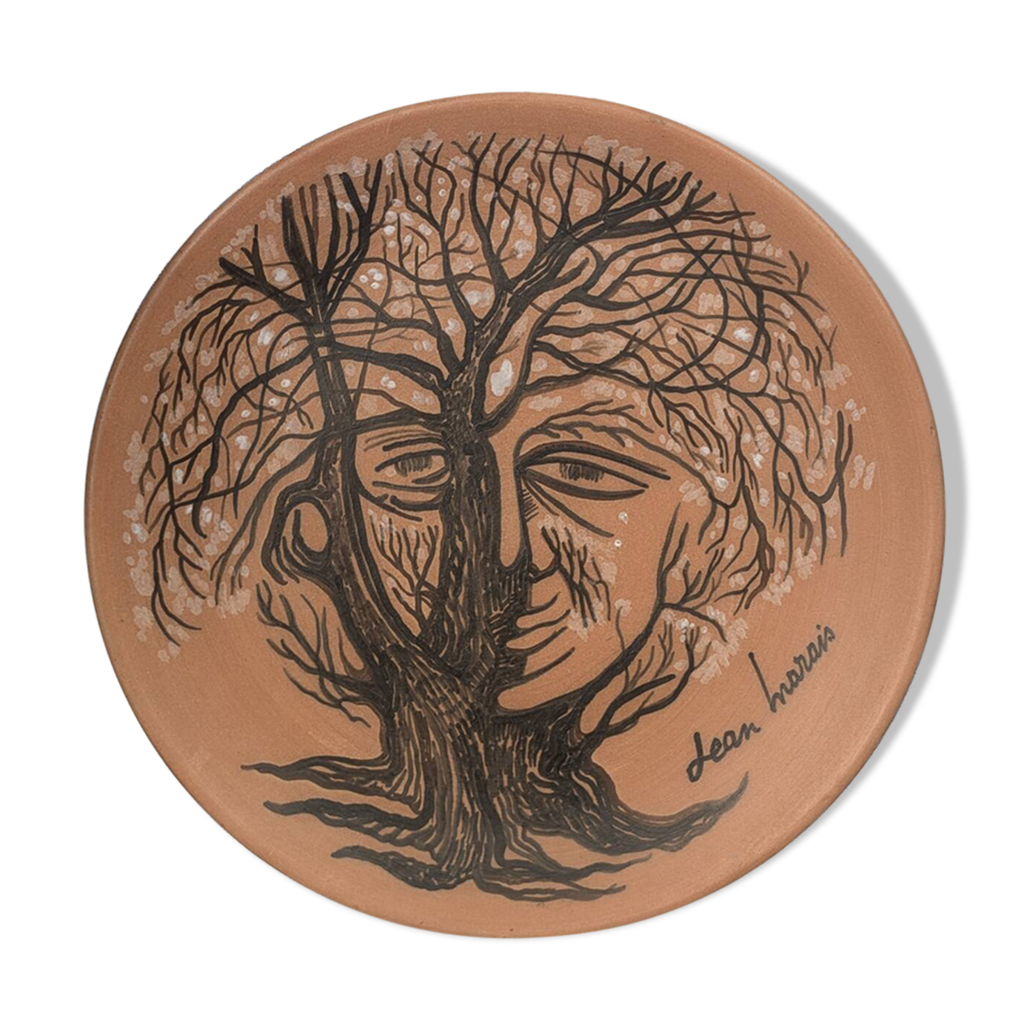 Jean Marais vintage terracotta plate from the 1970s surrealist