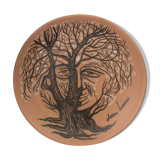 Jean Marais vintage terracotta plate from the 1970s surrealist