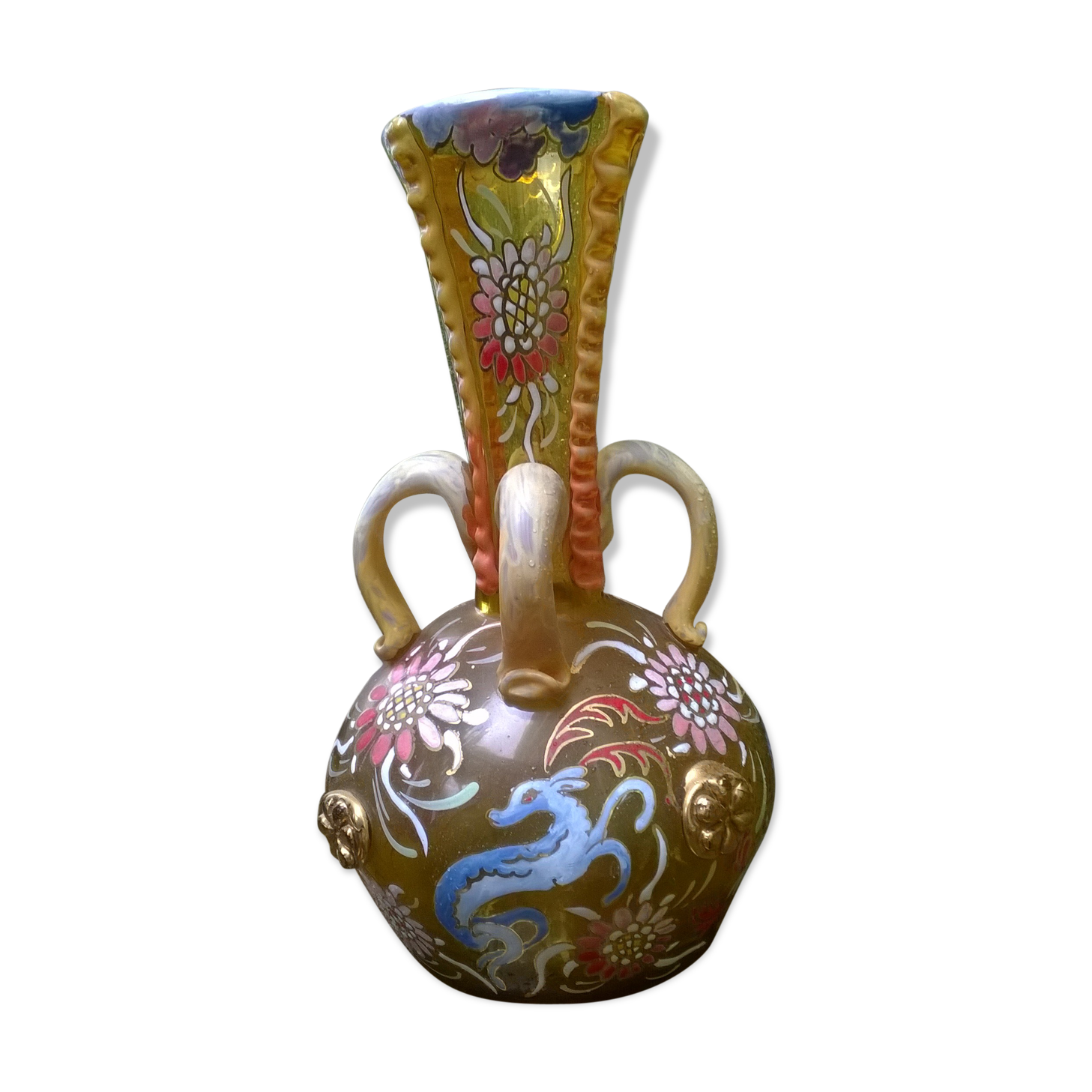 Enamel glass vase