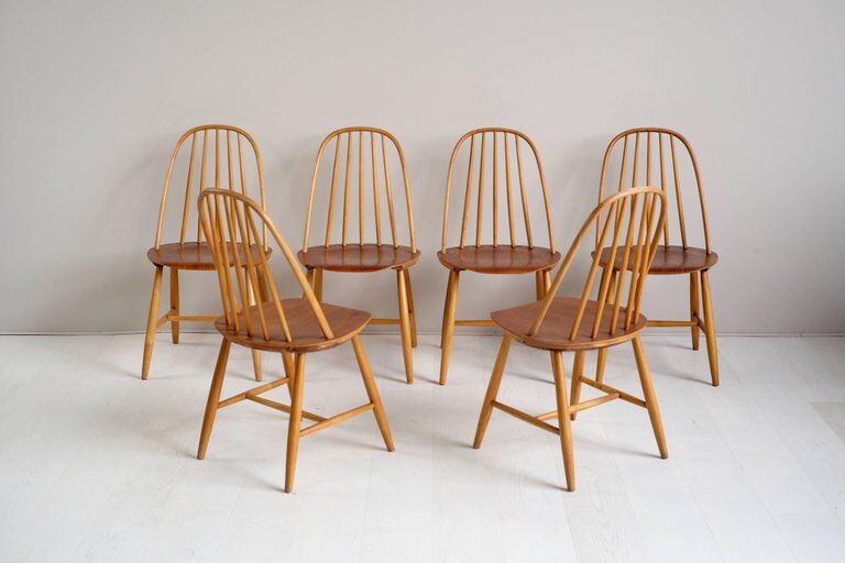 Set of 6 chairs Sven Erik Fryklund for Hagafors, model 16, Sweden, 1950