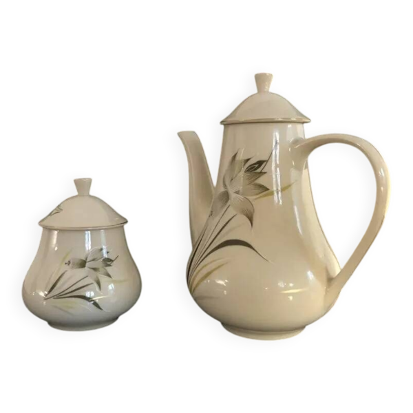 Cafetière et sucrier en porcelaine