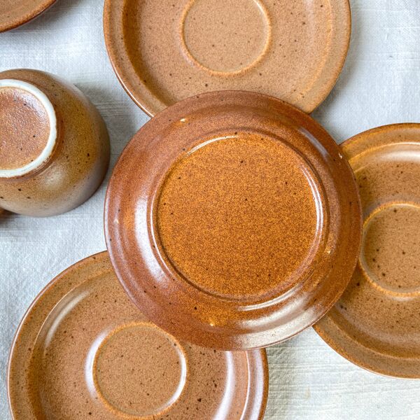 Service à café vintage en grès moucheté Sarreguemines France des années 195