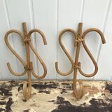 Lot two hooks in rattan bamboo