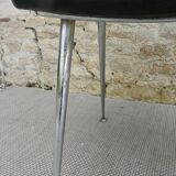 Pair of office chairs in chromed metal and skaï, 60s