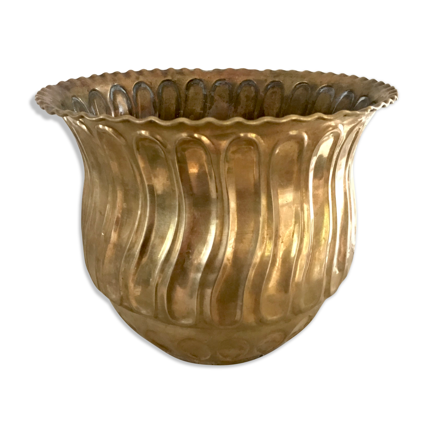 Vintage brass pot cover