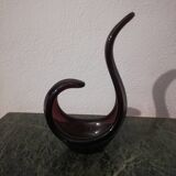 Empty pocket/Free-form swan sculpture in Violet Murano Glass.