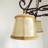 Rustique français vintage noir fer forgé 3 lumières lustre nuances de peau 4526