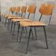 Lot de 6 chaises Tchèque " Kovonax " type école, chrome et bois 1960