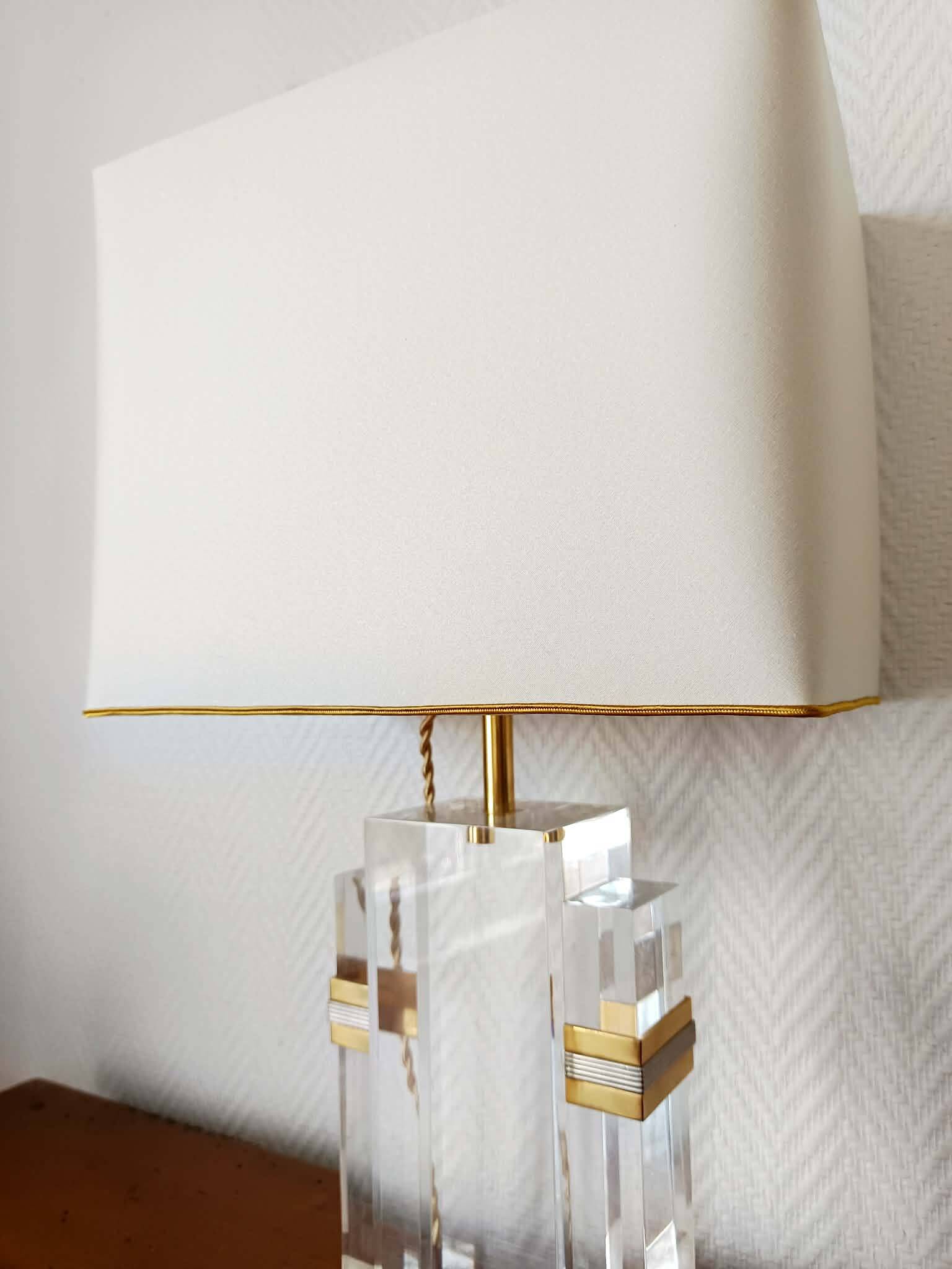 Pair of plexiglass lamps Hollywood Regency 1970
