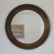 Large Vintage Wall Mirror Turned Oak Wood Round Vanity Mirror Rustic