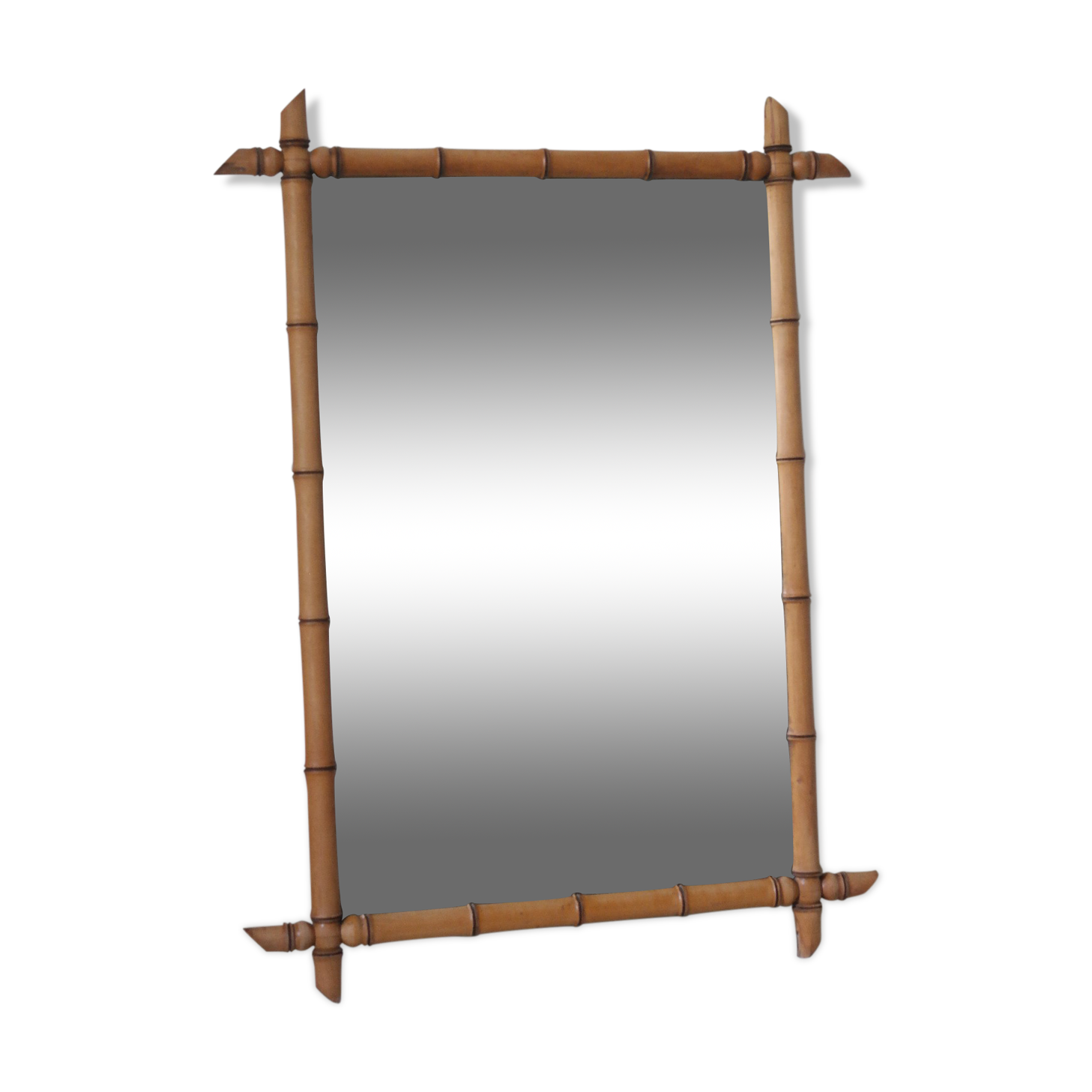 Vintage light bamboo mirror 107 x 79 cm