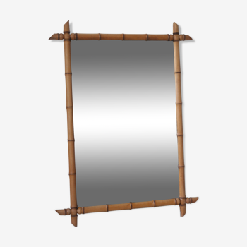 Miroir bambou clair vintage 107 x 79 cm