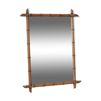Vintage light bamboo mirror 107 x 79 cm