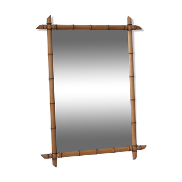 Miroir bambou clair vintage 107 x 79 cm