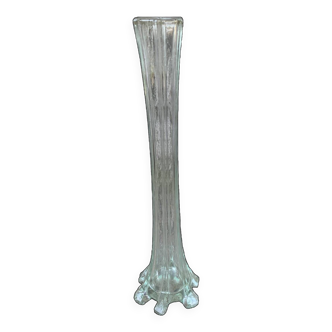 Blown glass vase 30cm soliflore France 1960 old vintage