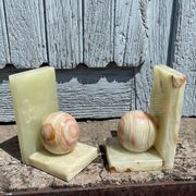 Pair of vintage bookends in alabaster and marble 1950
