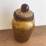 Handmade jar in blown bubbled glass Biot amber
