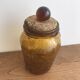 Handmade jar in blown bubbled glass Biot amber