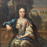 Antique painting, portrait of a gallant woman signed early 18th century
