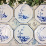 6 Assiettes plates octognales BWM et Cie. Variété