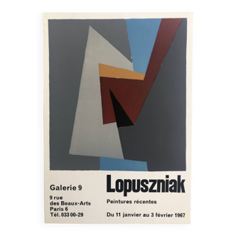 Wladyslaw lopuszniak, galerie 9, 1967. affiche originale en sérigraphie
