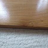 Vintage thong wall shelf, wood and black lace-up metal