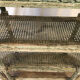 Louis XVI style console in grey/green lacquered wood
