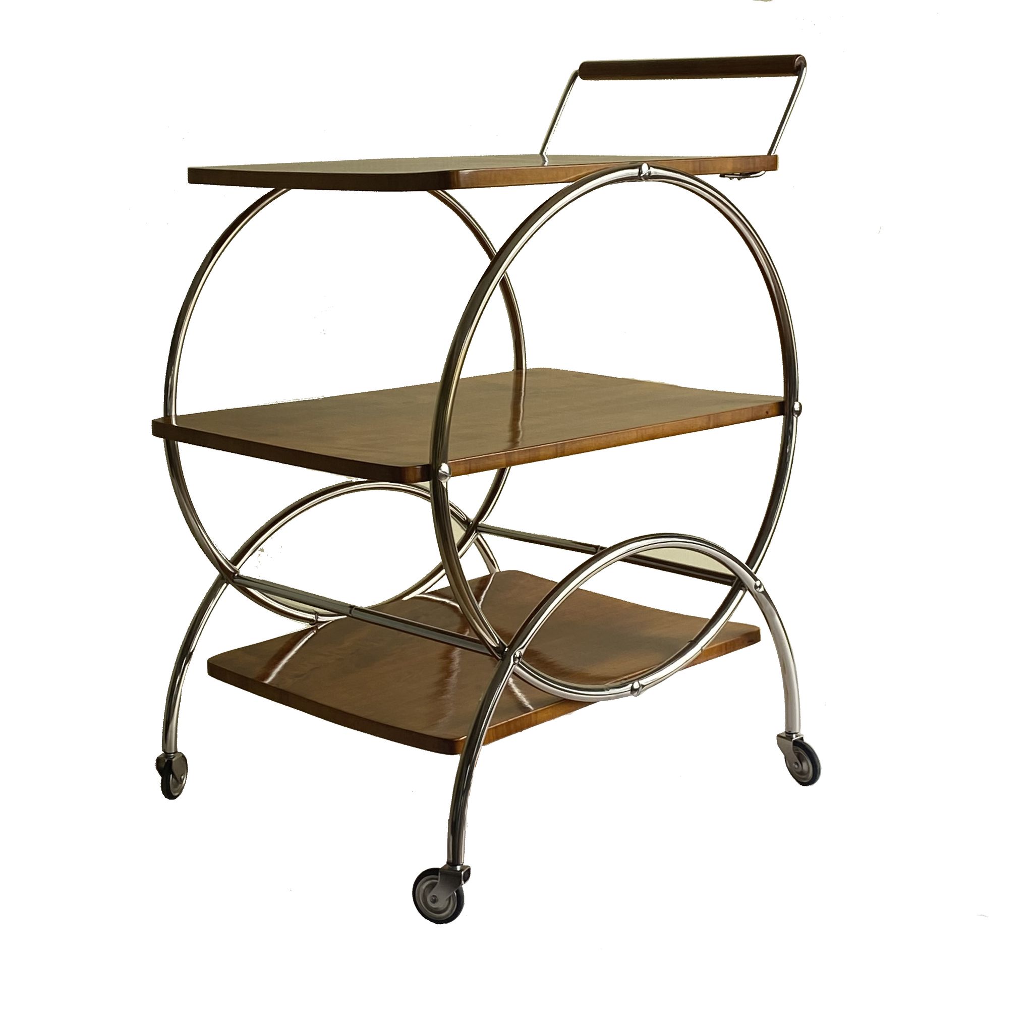 Art deco rolling bar cart, hungary 1930s