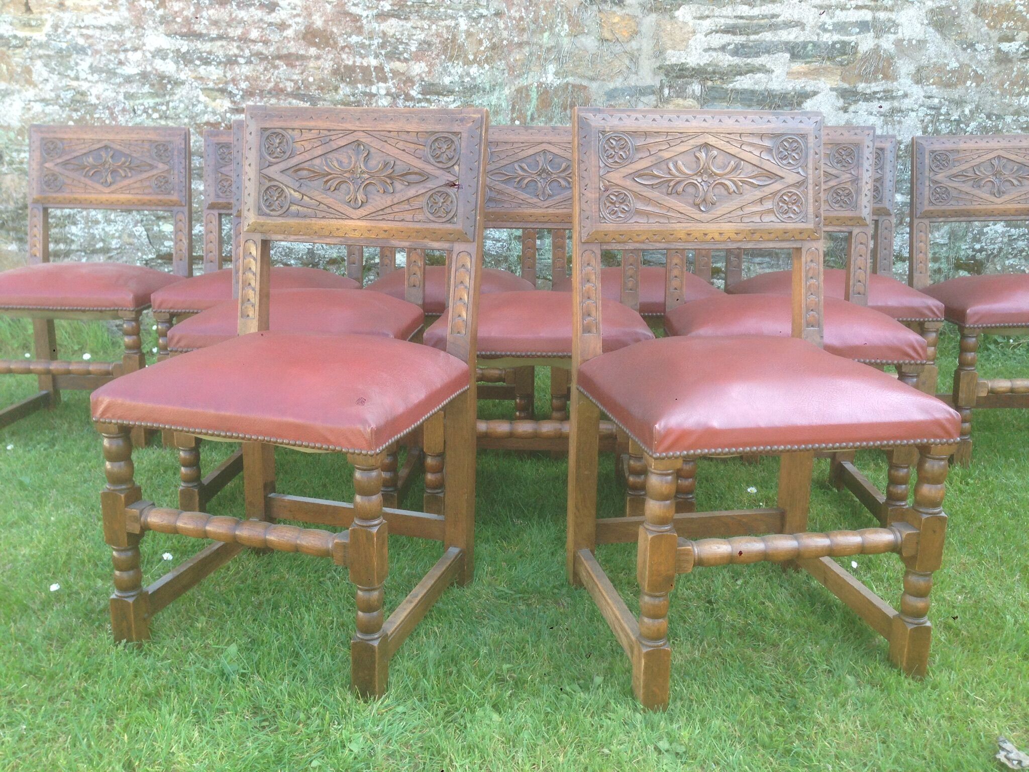 Rustic old oak chairs