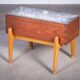 Danish Teak and Beech Planter with Zinc Liner, 1950s