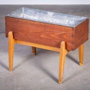 Danish Teak and Beech Planter with Zinc Liner, 1950s