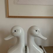 Vintage bookends in the shape of a goose or ceramic duck