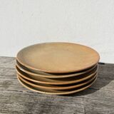 5 assiettes en dessert en grès beige