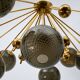 “Galaxy” Chandelier in Brass and Fumé Murano Glass