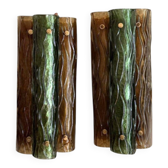 Murano and brass wall sconces