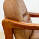 Vintage leather and wood armchair – 1970s