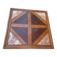 Coffee table with wood marquetry and marble inlays.