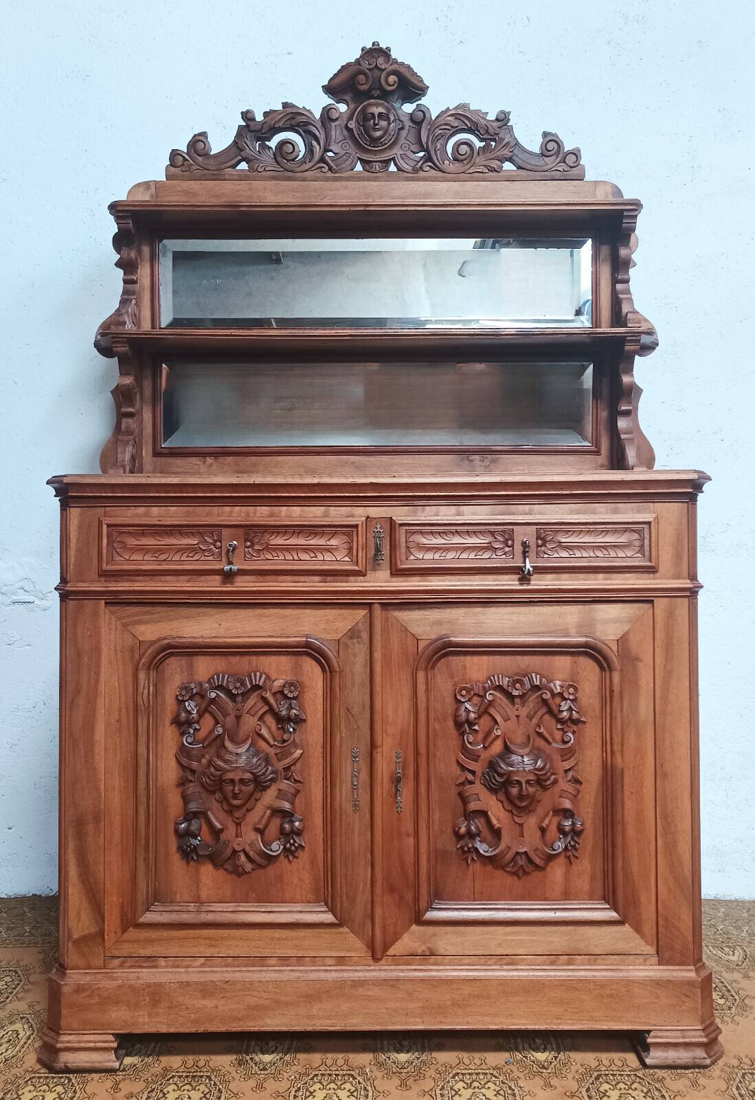 19th-century walnut Saint Hubert buffet