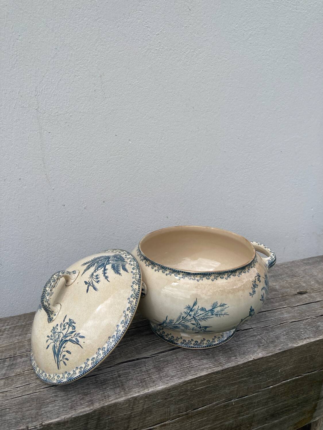 Earthenware tureen tureen Pexonne birds