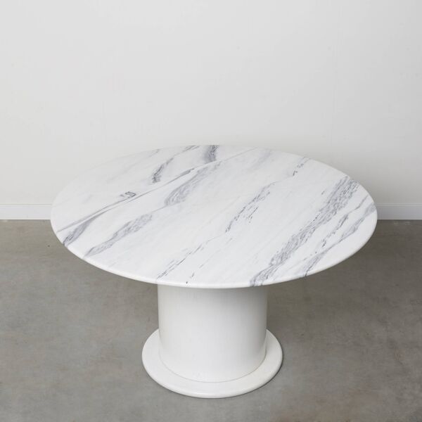 Table à manger ronde en marbre de Carrare, années 1970