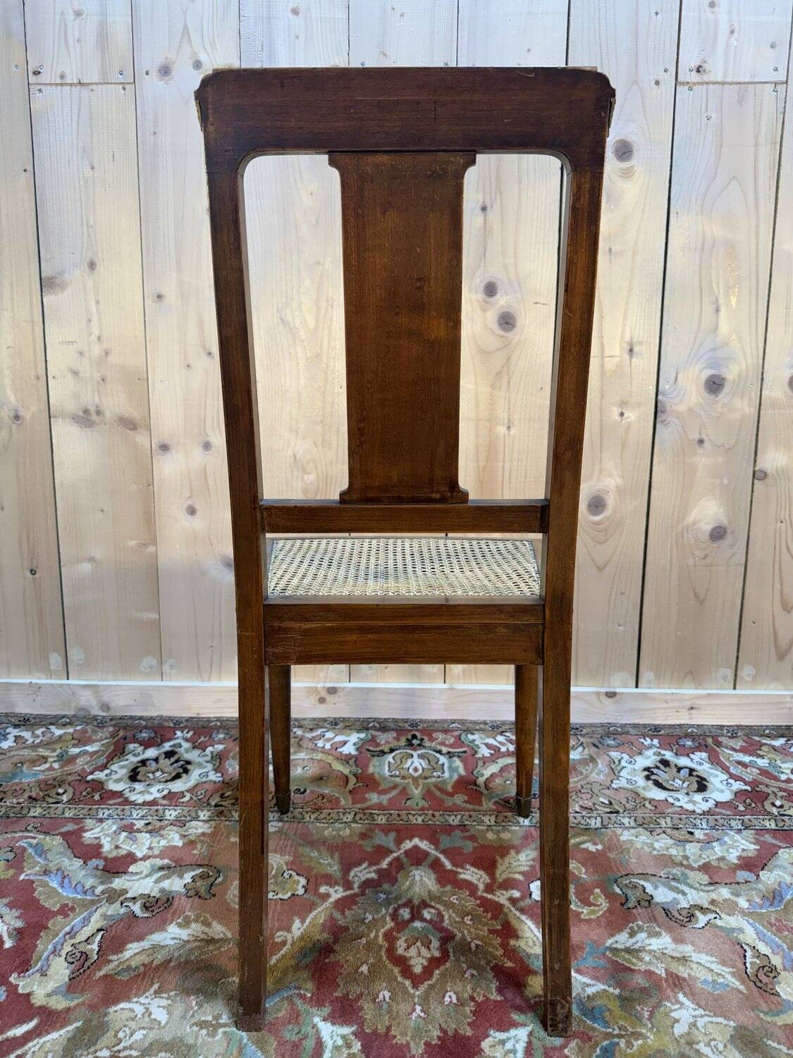 Set of 6 Art Deco chairs in marquetry and caning.