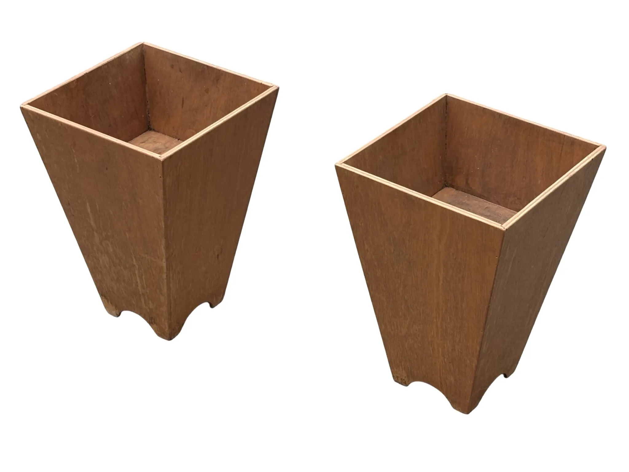 Vintage wooden planter with a minimalist, geometric design