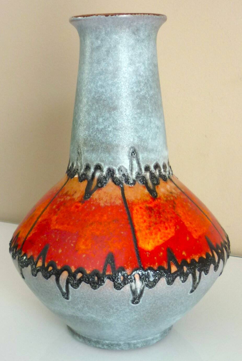 Enameled ceramic pitcher vase, Carstens West Germany, 60s/70s design