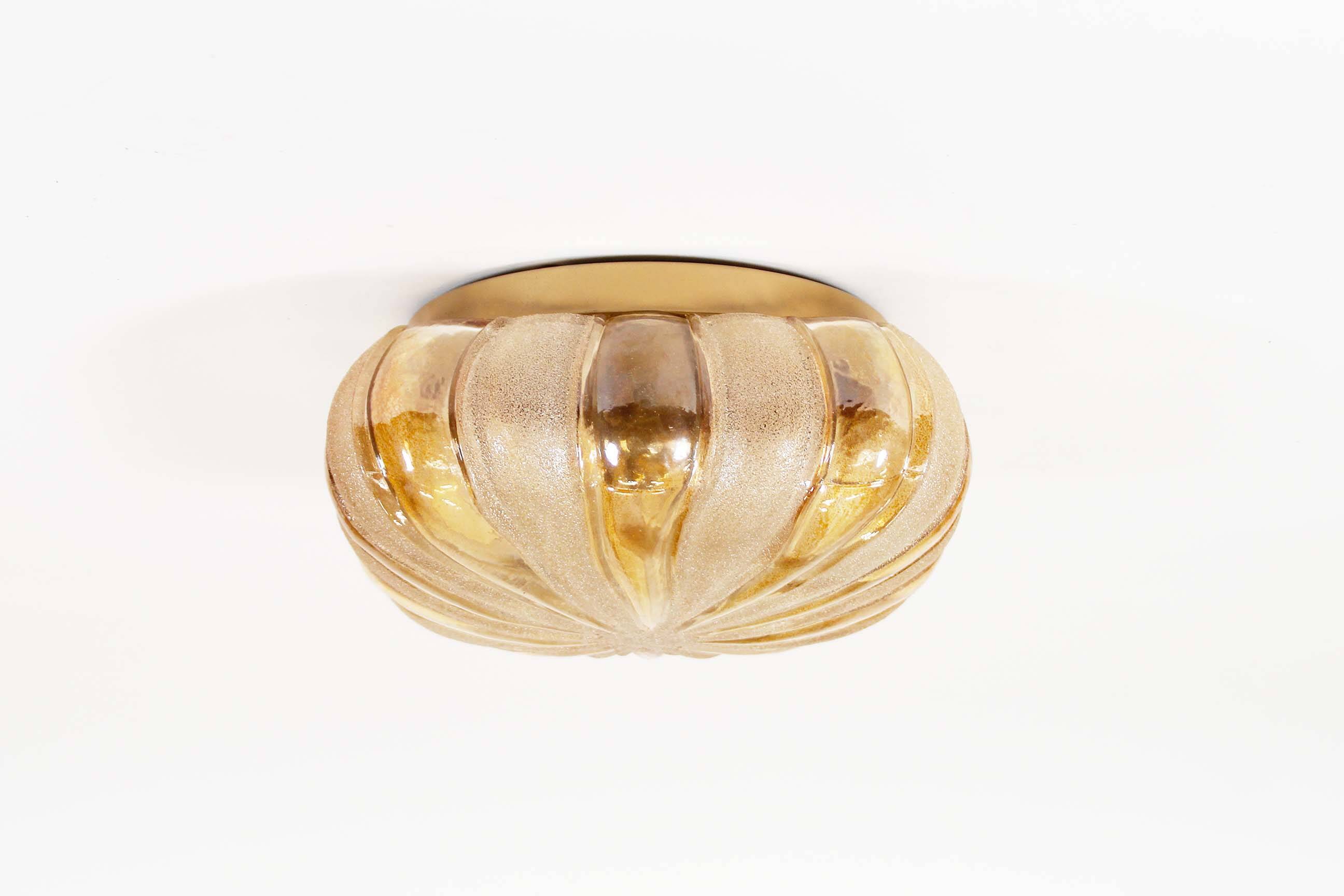 Vintage amber glass wall lamp by Wila Leuchten, Germany 1970's