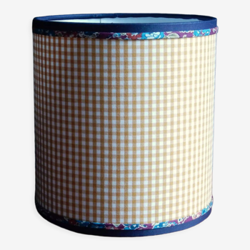 Cylindrical lampshade gingham fabric and liberty