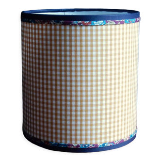 Abat-jour cylindrique tissu vichy et liberty