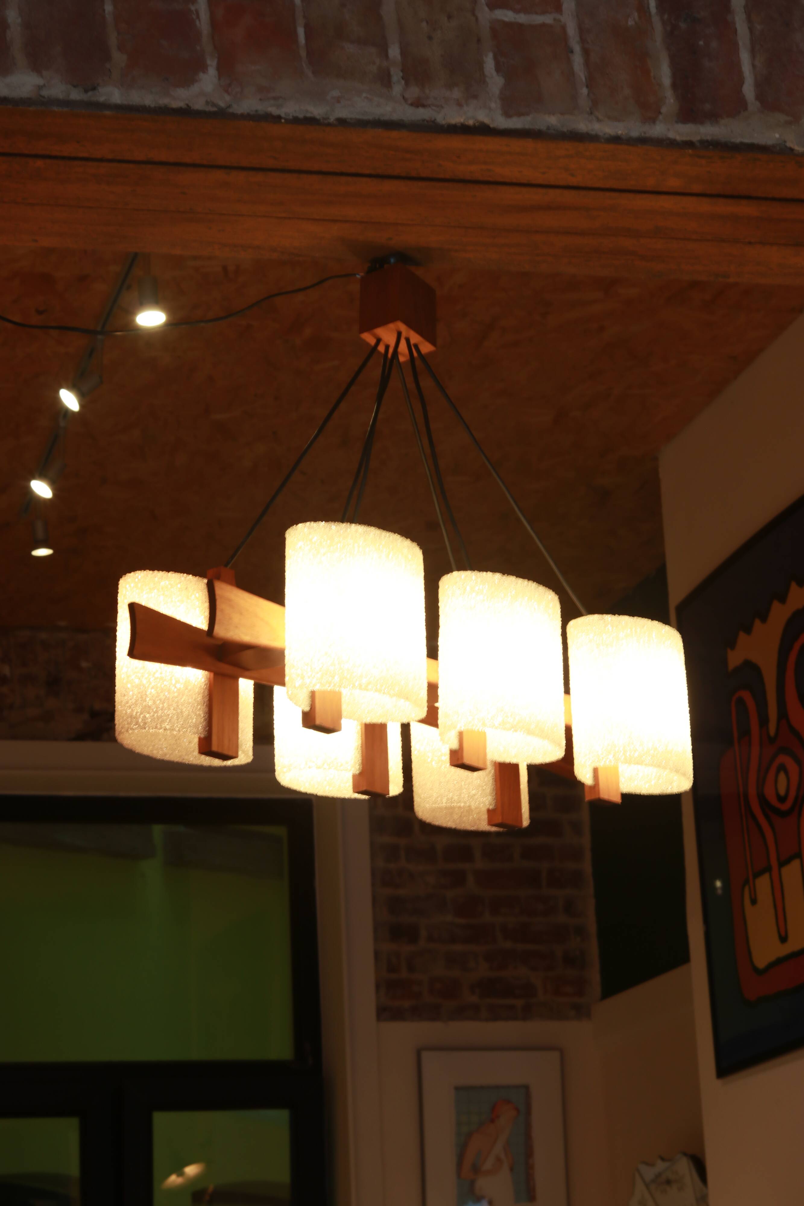 Teak & Perspex granite chandelier (60s)