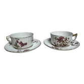 Two English porcelain teacups with floral decoration, 19th century