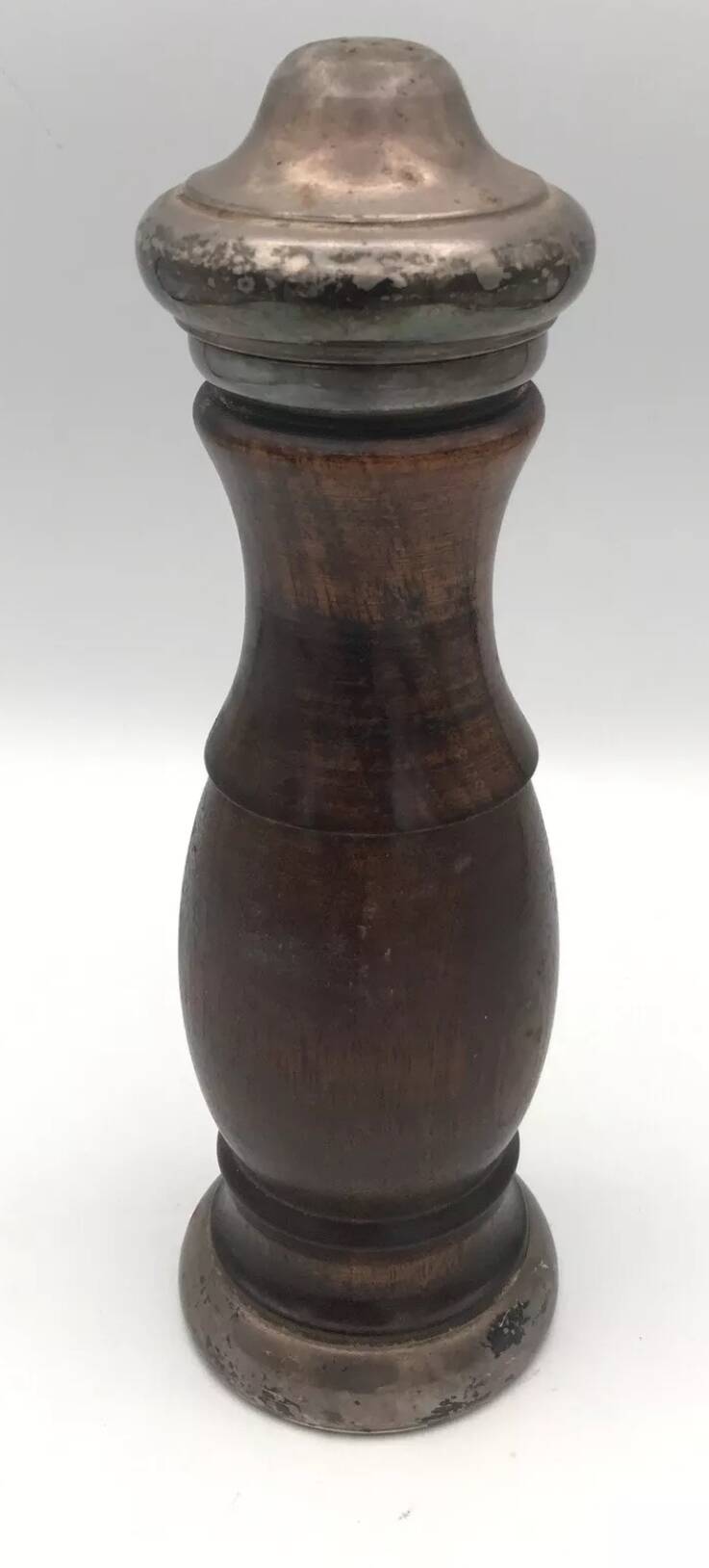 Vintage pepper mill in wood and silver, fisher silversmith 1937, italy