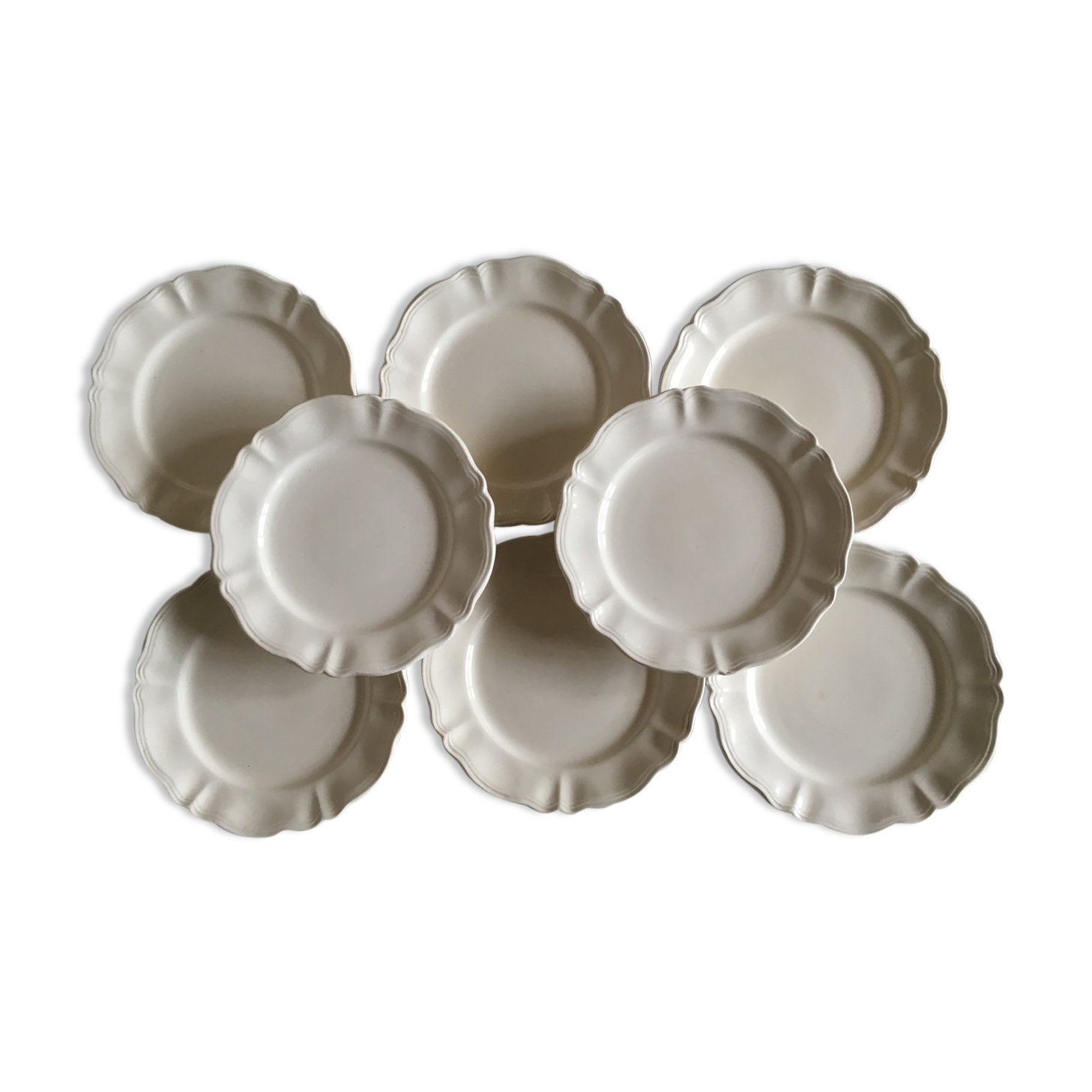 8 Sarreguemines ivory plates to gadroons 20cm